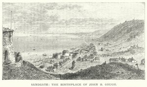 Sandgate, John B Goughin syntymäpaikka (kaiverrus) tekijältä English School