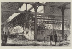 Räjähdyskohtaus Victorian asemalla tiistaiaamuna viimeisenä (kaiverrus) tekijältä English School