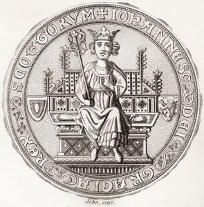 John Balliolin sinetti, n.?1249 1314, alias,Toom Tabard, skotti tarkoittaa "tyhjä takki", Skotlannin kuningas. Iconographia Scotica tai Skotlannin maineikkaiden henkilöiden muotokuvat, julkaistu 1797. tekijältä English School