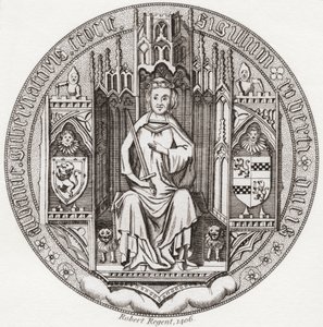Robert Stewartin, Albanyn herttuan sinetti, n. 1340 1420. Skotlannin kuninkaallisen talon jäsen, valtionhoitaja, Skotlannin kuvernööri, Albanyn herttua, Earl of Fife & Menteith. Iconographia Scotica tai Skotlannin maineikkaiden henkilöiden muotokuvat, julk tekijältä English School