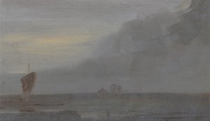 Merikappale veneillä: Ilta, aiemmin J.M.W. Turner (1775-1851) ja myös Peter de Wint (1784-1849), 1810-20 (öljy paperille) tekijältä English School