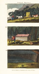 Colons en un vagó viatjant als estats occidentals 79, colons construint una cabana de troncs 80 i vista de Mammoth Cave a Kentucky 81finlandès tekijältä English School