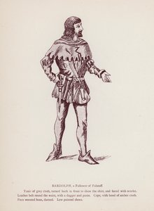 Shakespearen Windsorin iloiset vaimot: Bardolph, Falstaffin seuraaja (litho) tekijältä English School