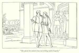 Shakespearen kahdestoista yö; Orsino lähettää Violan Olivialle (kaiverrus) tekijältä English School