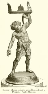 Silenus. (Vihreä pronssilamppu, löydetty Pompejista. Napolin museo) (kaiverrus) tekijältä English School