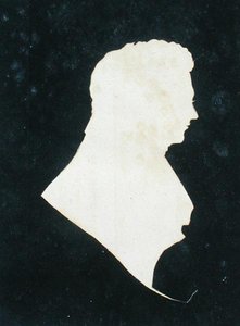Michael Faradayn (1800-79) siluetti hänen omasta leikekirjastaan. tekijältä English School