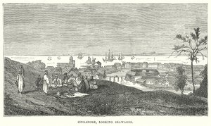 Singapur, Blick auf das Meer (Gravur)