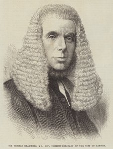 Sir Thomas Chambers, QC, kansanedustaja, Lontoon kaupungin yleisseriffi (kaiverrus). tekijältä English School