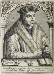 Sir Thomas More, pyhimys, kuva teoksesta "Viidenkymmenen miehen kuvakkeet, joilla on loistava oppiminen ja oppiminen..." tekijältä English School