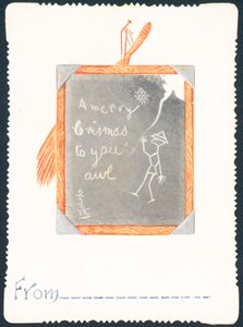 Luonnos mustalle taululle, joulukortti tekijältä English School