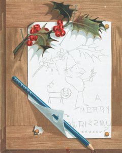 Piirros pinboardille, joulukortti tekijältä English School