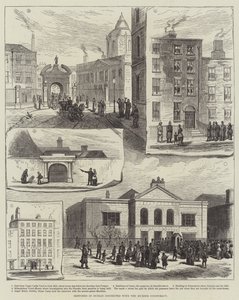 Murhasalaliittoon liittyviä luonnoksia Dublinissa (kaiverrus) tekijältä English School