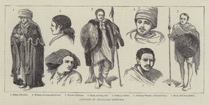 Abessinian pukujen luonnokset (kaiverrus) tekijältä English School