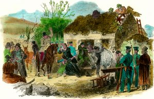 Irlannin sosiaaliset olosuhteet vuonna 1848, talonpoikien karkottaminen (kuva Lontoon uutiset 16. joulukuuta 1848) tekijältä English School
