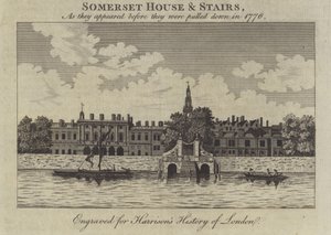 Somerset House and Stairs, Lontoo, sellaisina kuin ne näyttivät ennen niiden purkamista vuonna 1776 tekijältä English School