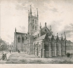 Kaakkoisnäkymä Lady Chapelille, St Saviors Church, Southwark tekijältä English School