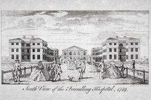 Etelänäkymä Foundlingin sairaalasta, Lontoo, 1749 tekijältä English School