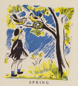 Kevät (värilitografia) tekijältä English School