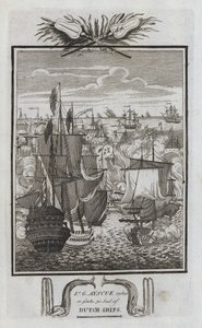 Sr G Ayscue ottaa tai upottaa 30 Sail of Dutch Ships (kaiverrus) tekijältä English School