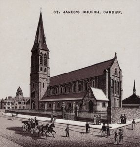 Església de Sant Jaume, Cardiff (litografia) tekijältä English School
