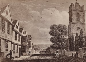 Pyhän Pietarin kirkko ja North Hill Colchester (litho) tekijältä English School