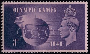 Postimerkki Lontoon vuoden 1948 olympialaisten kunniaksi tekijältä English School