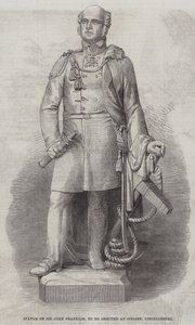 Sir John Franklinin patsas pystytetään Spilsbyyn, Lincolnshireen (kaiverrus) tekijältä English School