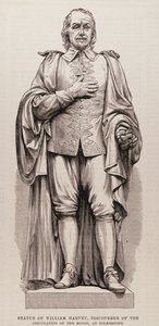 William Harveyn (1578-1657), verenkierron löytäjän patsas Folkestonessa, The Illustrated London News, 13. elokuuta 1881 tekijältä English School