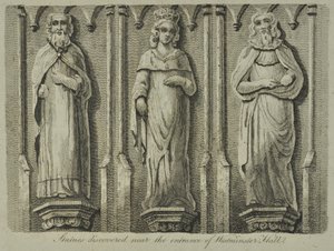 Patsaat, jotka löydettiin Westminster Hallin sisäänkäynnin läheltä, 1807 tekijältä English School