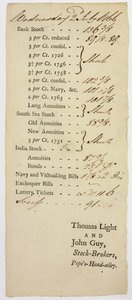Stock Brokers Tally Sheet, 1766 tekijältä English School