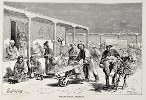 Katukuvaus, Yarkand, Elisee Reclusin kuvitus julkaisusta The Universal Geography, maa ja sen asukkaat, julkaistu 1878 tekijältä English School