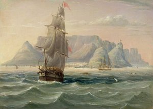Pöytävuori, Kapkaupunki, merestä, 1820 (öljy kortille)