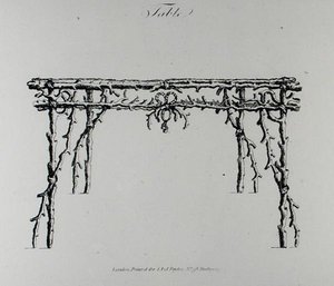 Taulukko, William Wrighten teoksesta "Grotesque Architecture, or Rural Amusement", julkaistu 1768 (kaiverrus) (mv-valokuva) tekijältä English School