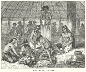 Tatuointipäivä Samoassa (kaiverrus) tekijältä English School