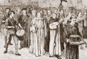 Tetzels Procession, kuvitus James Aitken Wylien (1808-1890) Protestantismin historiasta, pub. 1878 tekijältä English School