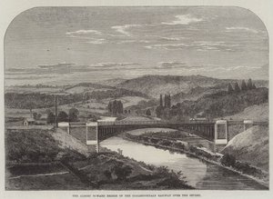 Albert Edwardin silta Coalbrookdalen rautatiellä Severnin yli (kaiverrus) tekijältä English School