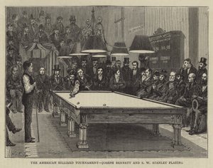 American Billiard Tournament, Joseph Bennett ja S W Stanley pelaavat (kaiverrus) tekijältä English School