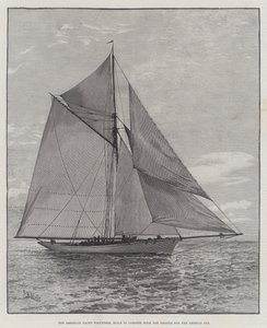 American Yacht Volunteer, rakennettu kilpailemaan Thistlen kanssa America Cupista (kaiverrus) tekijältä English School
