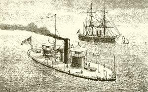 Amerikkalainen kaksoistornillinen sotalaiva Miantonoma ja Ironclad tekijältä English School