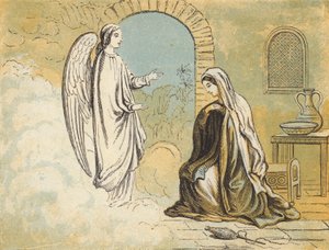 Anunciation (värillinen kaiverrus) tekijältä English School