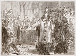 Yorkin ja Canterburyn arkkipiispat Westminster Abbeyn parlamentissa, esimerkki James Aitken Wylien (1808-1890) teoksesta The History of Protestantism, pub. 1878 tekijältä English School