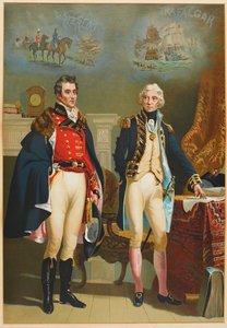 Armeija ja laivasto edustavat ainoaa haastattelua suurten komentajien, Wellingtonin (1769-1852) ja Nelsonin (1758-1805) välillä n. 1890 tekijältä English School