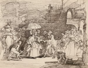 The Arrival of the Rich Relation, Wilkien mukaan, kynällä ja tussilla tehdystä piirroksesta (litografia). tekijältä English School