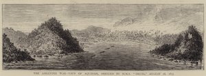 Ashanteen sota, Aquidahin näkymä, HMS "Druid" pommitti, 28. elokuuta 1873 (kaiverrus) tekijältä English School