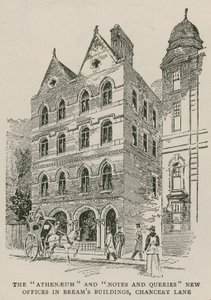 The Athenaeum ja Notes and Queriesin uudet toimistot Breams Buildingsissä, Chancery Lane, Lontoo tekijältä English School