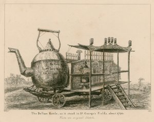 Balloon Kettle, sellaisena kuin se seisoi St Georges Fieldsissä Lontoossa, noin 1790 tekijältä English School