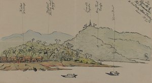 The Banks of the Irrawaddy, Burma, 1886 (wc kynällä ja musteella paperilla) tekijältä English School