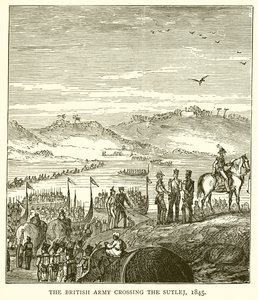 Brittiarmeija ylittää Sutlej-joen, 1845 tekijältä English School