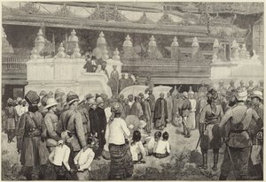 Burman buddhalainen arkkipiispa vastaanottaa Sir Frederick Robertsin Mandalayn luostarissa
