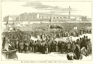 Chartist Meeting Kennington Commonilla, 1848 tekijältä English School